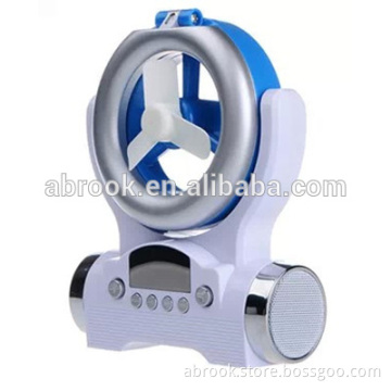2014 fan+led lamp+speaker 3 in 1 chinese manual portable mini speaker rechargeable